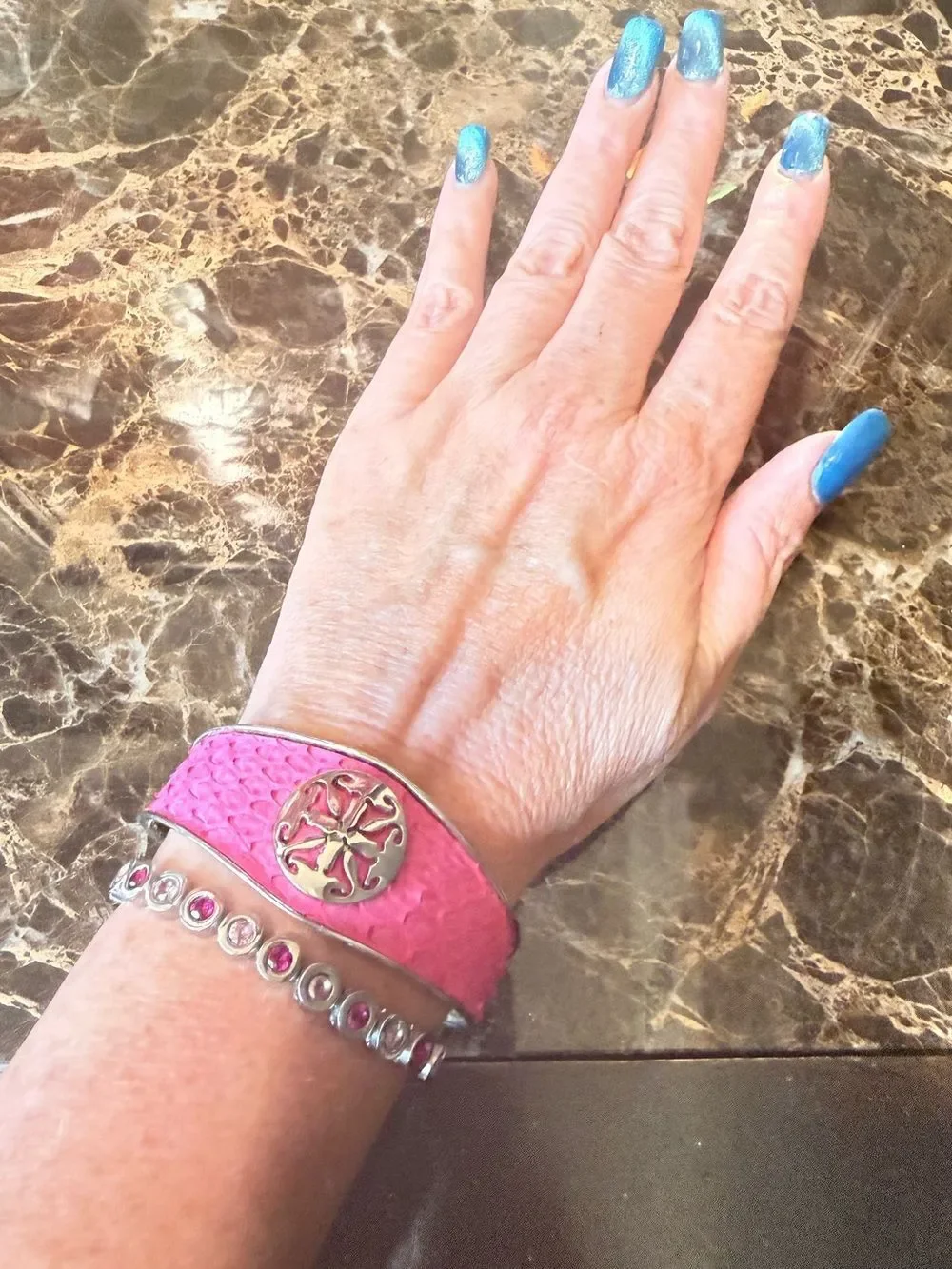 Rustic Cuff COTM October 2016 Pink Python Leather & Crystal Bracelet NWT